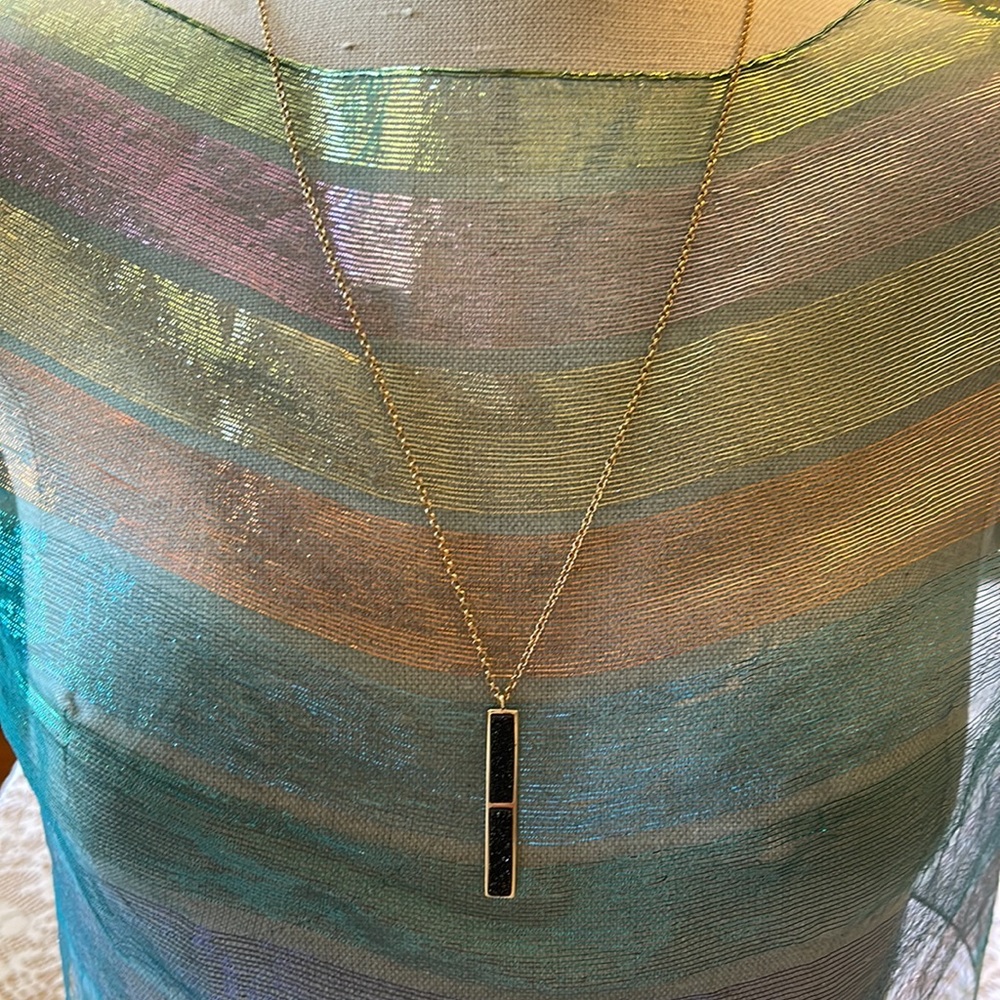 ๐บ MARCIA MORAN; STUNNING Designer 18 Karat Gold Plated Black Druzy Necklace! - Picture 2 of 7